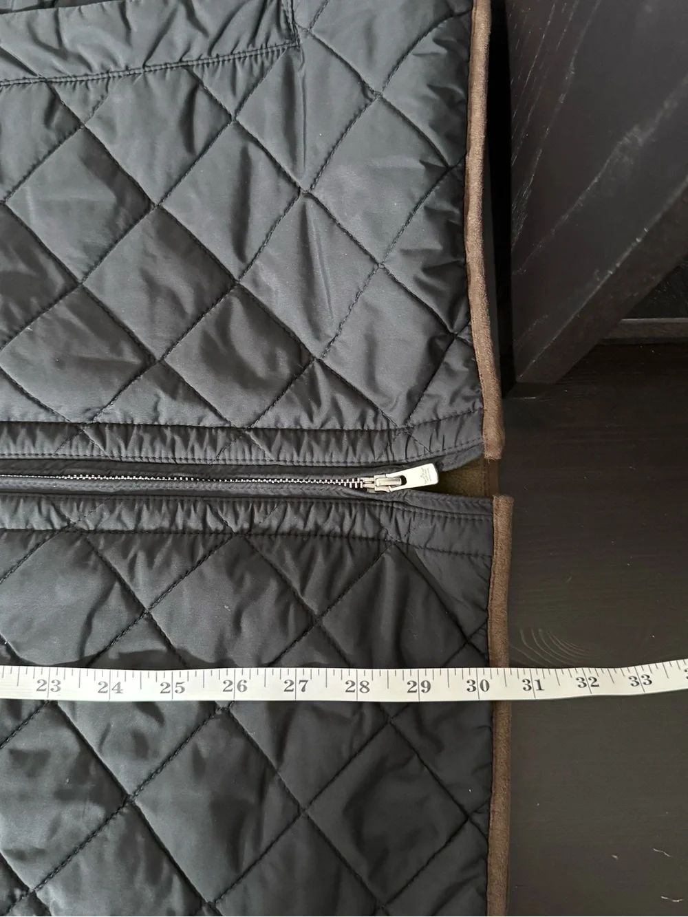 Peter Millar Quilted Jacket Coat Mens Sz XL Black Brown Fleece Lined Full Zip
